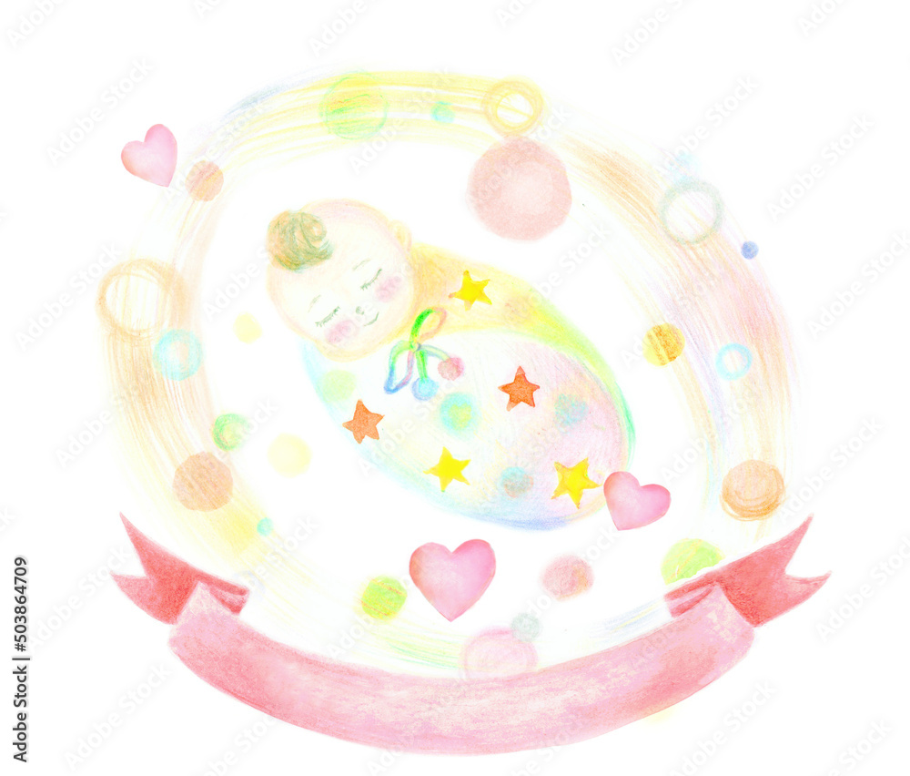 赤ちゃん 手描き タイトルリボン 赤ちゃん 手描き タイトルリボン