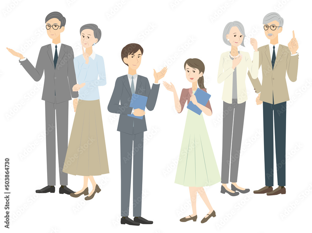 働く人を応援している人物のセット 働く人を応援している人物のセット
