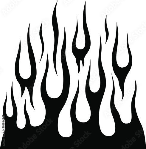 Fire flames isolated on white background. Tribal tattoo design.