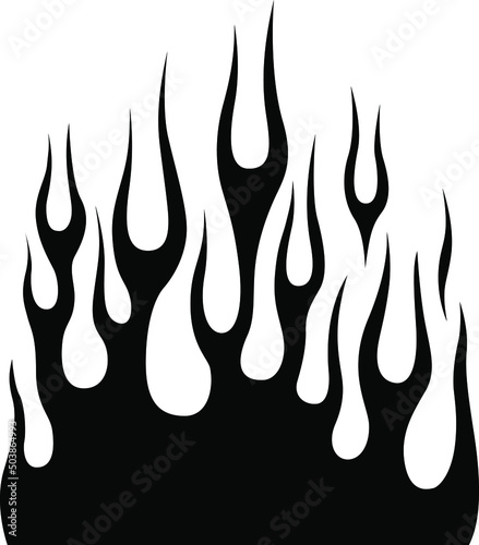 Fire flames isolated on white background. Tribal tattoo design.