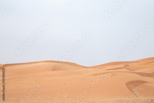 desert in daytime with blue skies dunes sand out of focus with grain