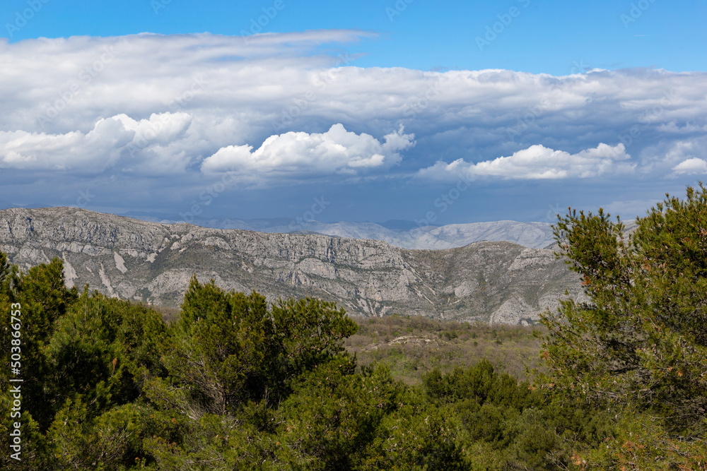 Mountains landscape in the Croatia. Sunny summser day.