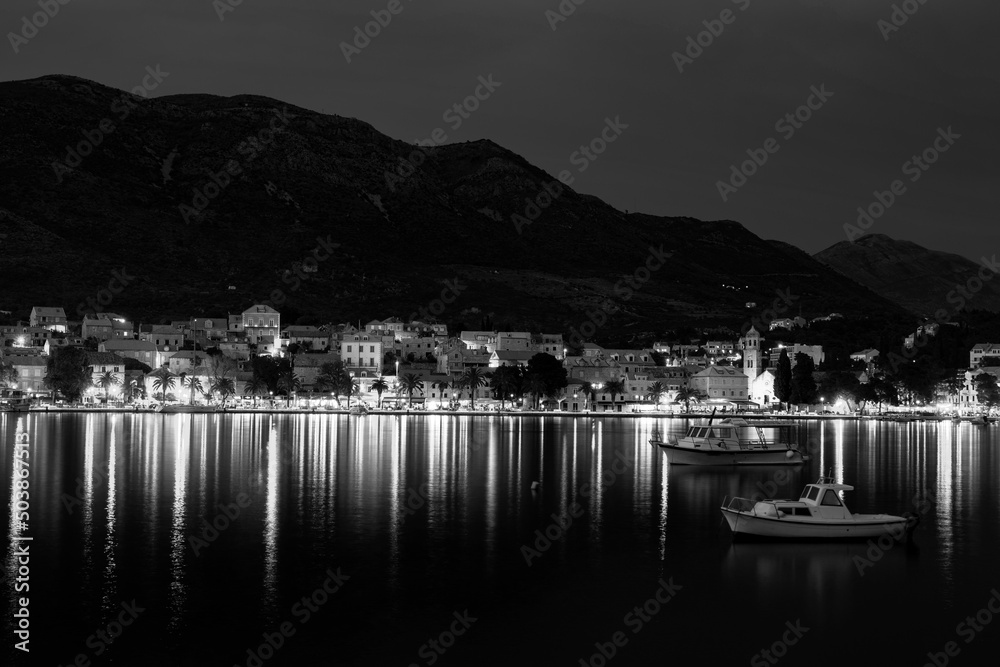 Night over Cavtat. Cavtat is a town in Dalmatia near Dubrovnik, Croatia.