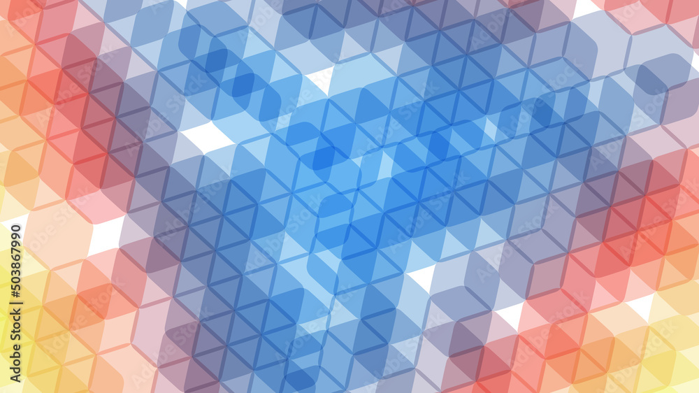 Abstract geometrical background. Transparent pattern of 3d cubes and hexagons. 3d vector illustration.