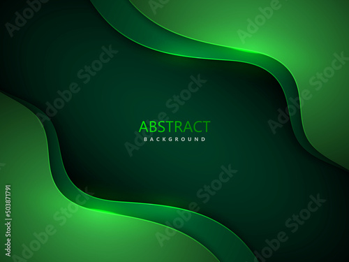 modern abstract background with realistic green wavy paper cut