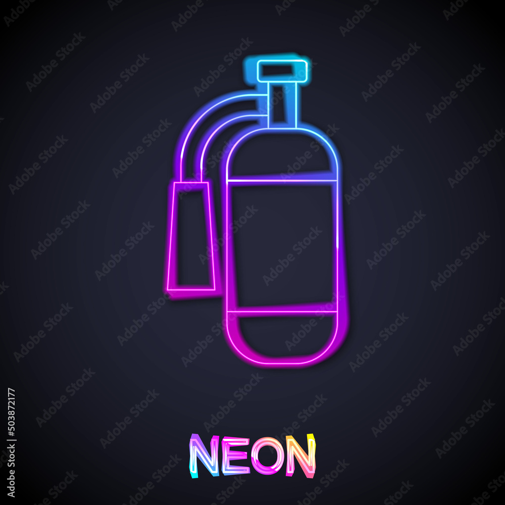 Glowing neon line Fire extinguisher icon isolated on black background. Vector Glowing neon line Fire extinguisher icon isolated on black background. Vector