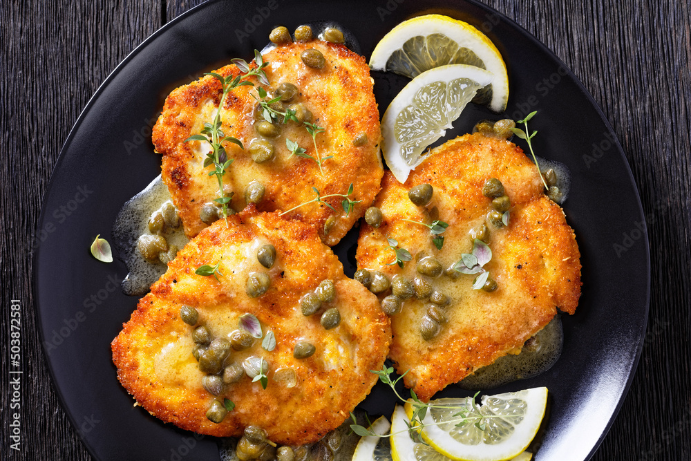 chicken piccata with lemon capers butter sauce Stock Photo | Adobe Stock