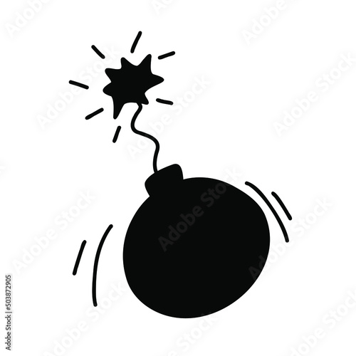 Sketch bomb explosion. Hand drawn explosion, bomb element. Doodle sketch style. Vector illustration isoletad on white.