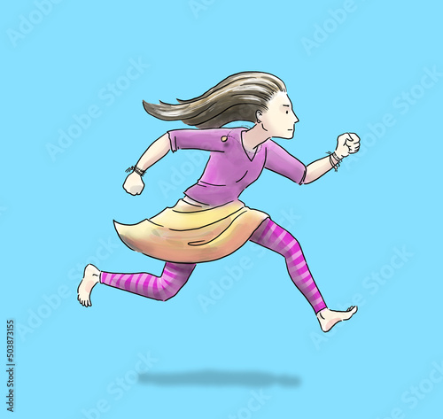 Fototapeta Naklejka Na Ścianę i Meble -  A young girl running forward
