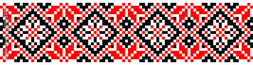 vector seamless pixel ethnic national slavic pattern isolated on white background. traditional ornament of Ukrainian and Belarusian embroidery - vyshyvanka.useful for print, wallpaper, textile, fabric