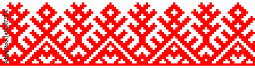 vector seamless pixel ethnic national slavic pattern isolated on white background. traditional ornament of Ukrainian and Belarusian embroidery - vyshyvanka.useful for print, wallpaper, textile, fabric photo