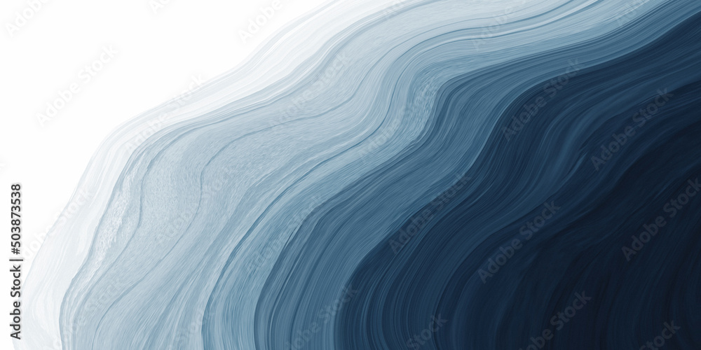 Abstract watercolor paint background dark blue gradient color with fluid curve lines texture and white space for text. - obrazy, fototapety, plakaty 
