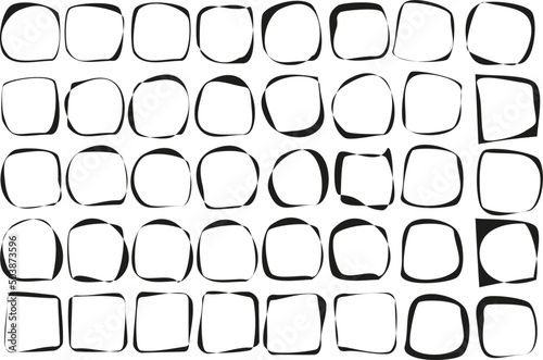 Silhouettes of black frames on a white background. Set.Irregular shape, square. Twisted ribbons. For clipping mask and sublimation. Abstraction, template. vector