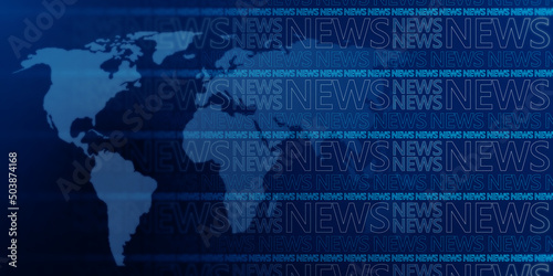 Creative glowing blue breaking news pattern background with map. Headline, co...