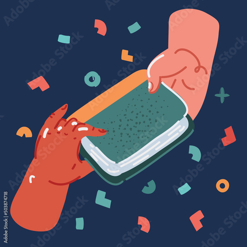 Cartoon vector illustration of bookcrossing