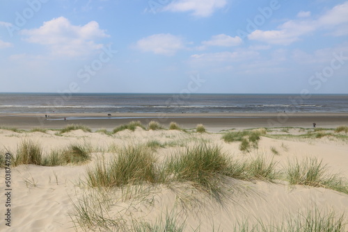 Strand an der Nordsee mit Sanddünen in Holland bei Noordwijk