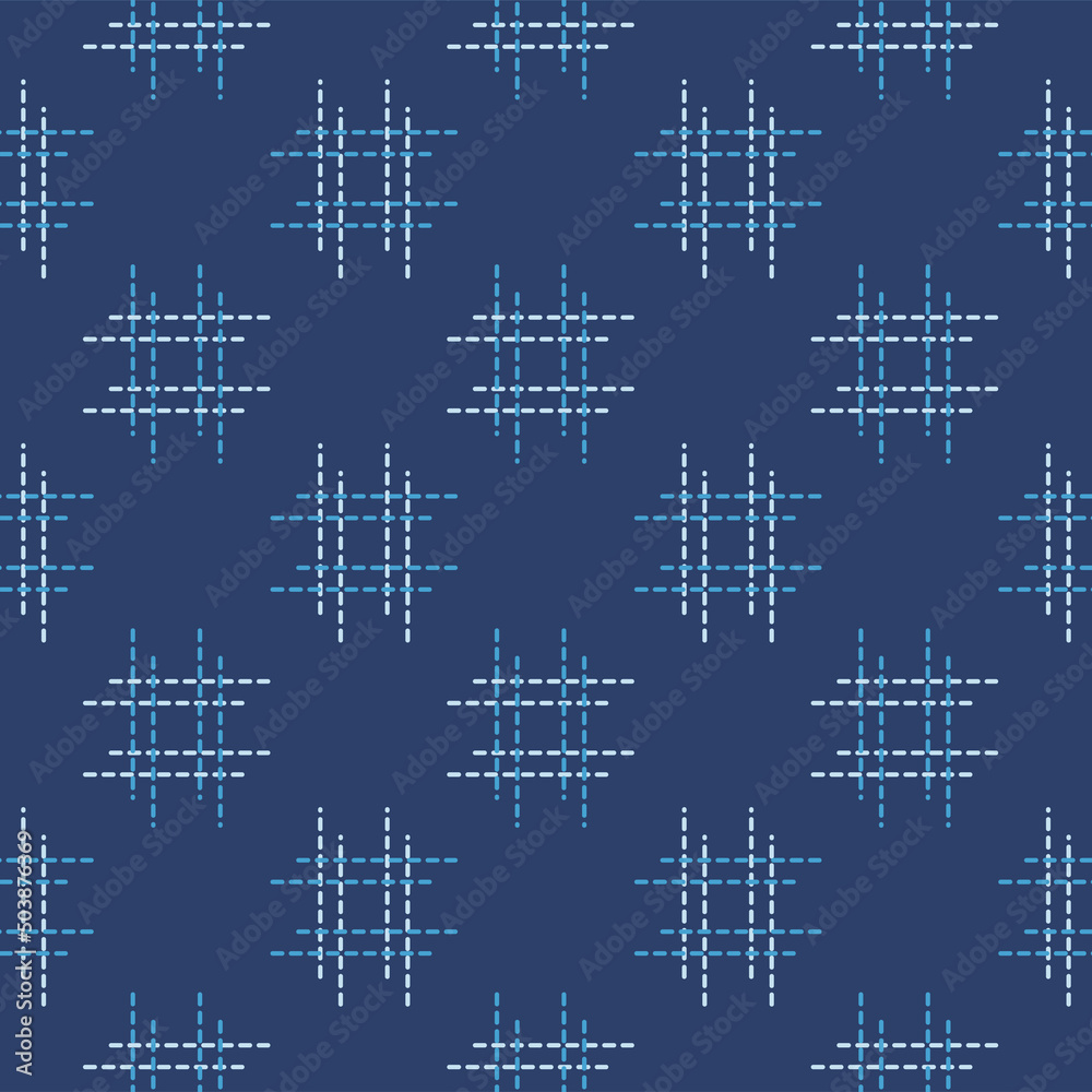 Fototapeta premium Japanese Cross Shape Square Vector Seamless Pattern