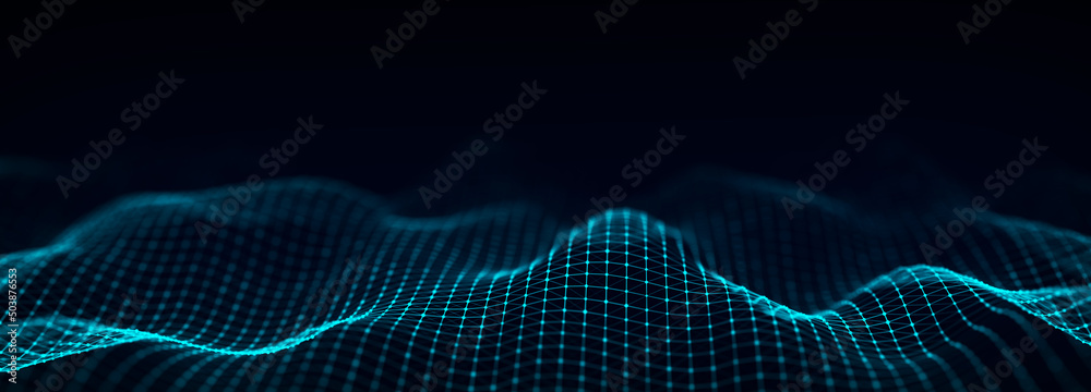 3d digital wave. Technology wave. Flow digital structure. Cyber technology background. 3D rendering.
