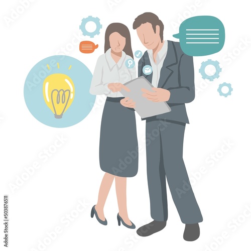 Business people discussion new idea vector illustration, business concept	
