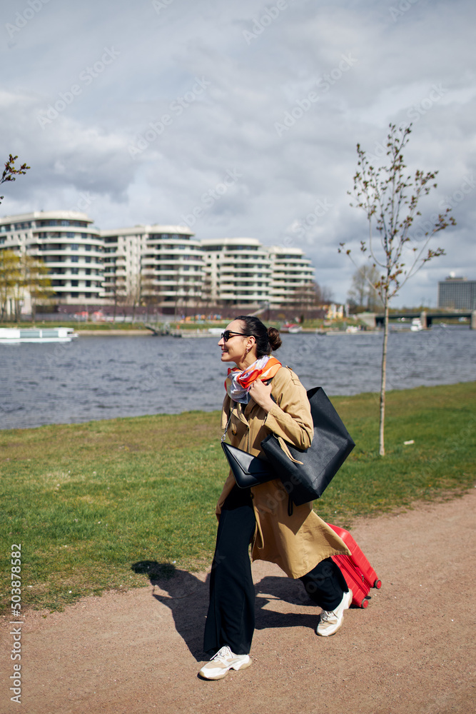 Fototapeta premium person with suitcase