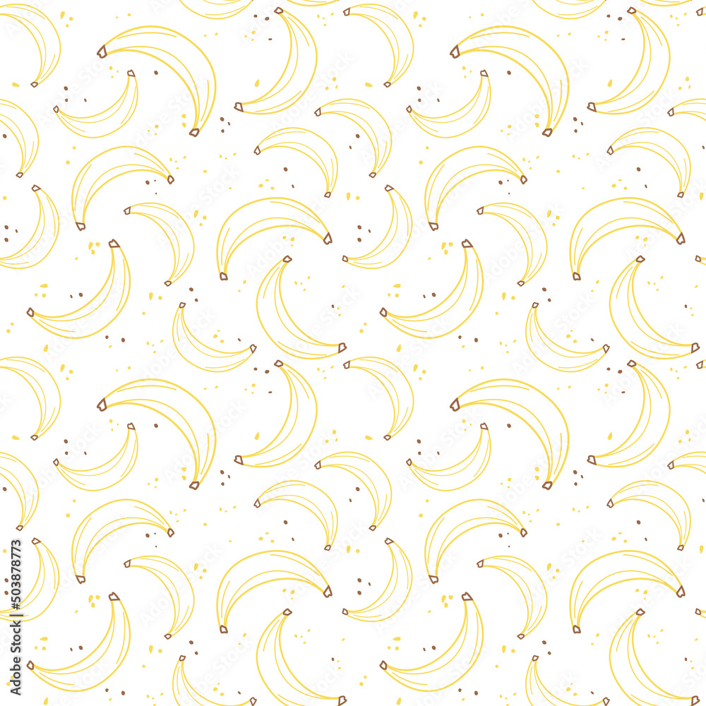 Banana seamless vector flat pattern. Yellow line fruits. Stylish fruit pattern on a white background Banana seamless vector flat pattern. Yellow line fruits. Stylish fruit pattern on a white background