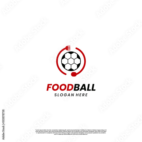 ball with spoon and fork logo design on isolated background, foodball logo design modern concept