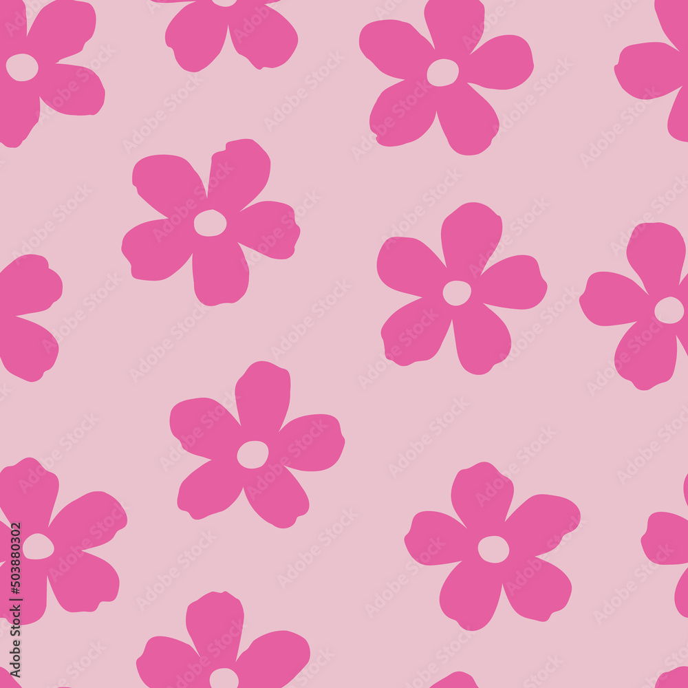 Pink floral pattern, seamless vector background