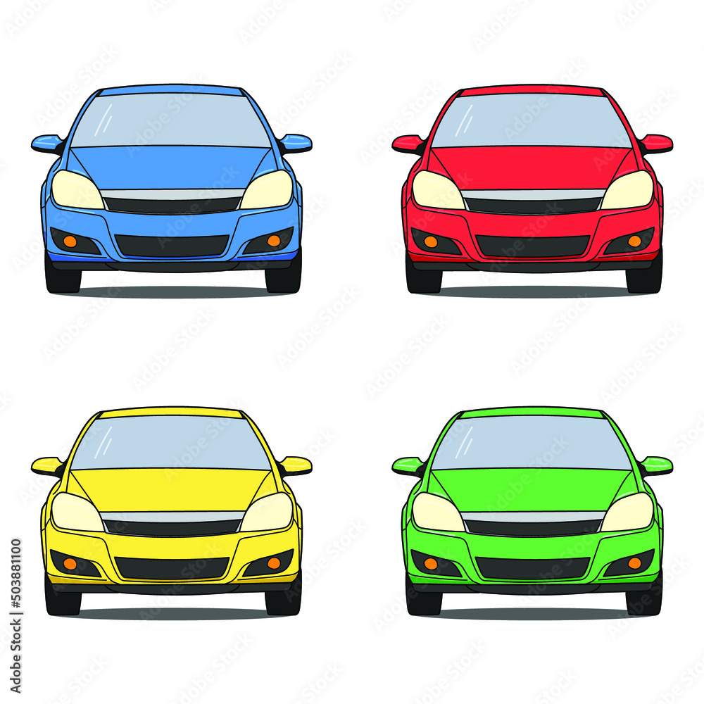 Abstract car silhouette background - Front view. Vector doodle illustration