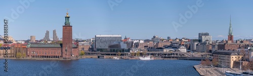 Panorama skyline view over down town and the north district a sunny spring day in Stockholm © Hans Baath