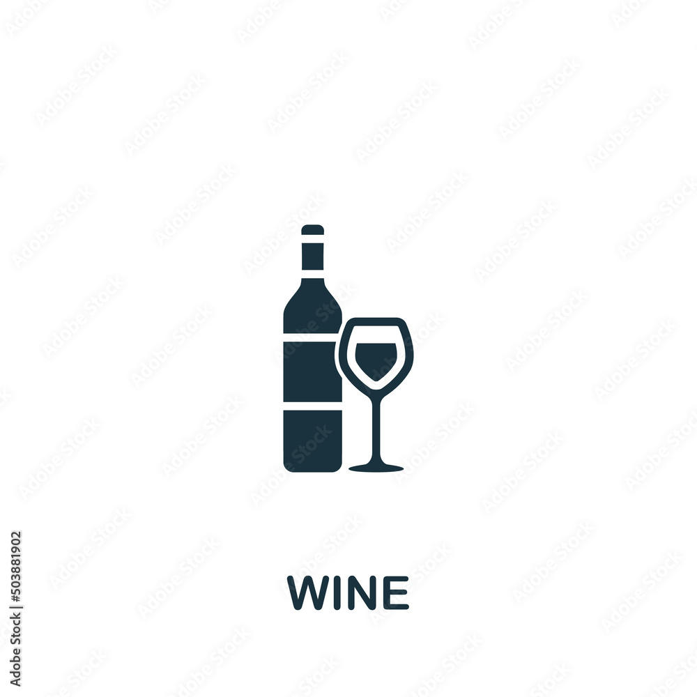 Wine icon. Monochrome simple Drinks icon for templates, web design and infographics Wine icon. Monochrome simple Drinks icon for templates, web design and infographics