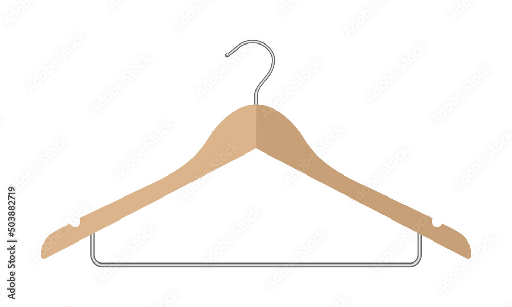 Wooden Hanger Isolated On White Background, Vector File Wooden Hanger Isolated On White Background, Vector File