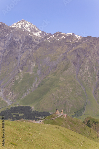 Trinity Church in Gergeti is located at the foot of Kazbek along the Georgian Military Highway in the Georgian village of Gergeti, right above the village of Stepantsminda