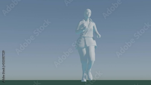 sports running training running girl mocap in autumn spring clothes without texture 3d render