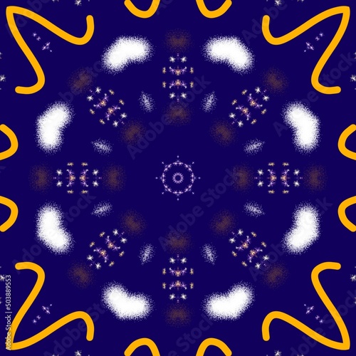 Dark blue pattern with hexagon concept inspired of middle eastern traditional style © Yus