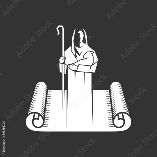 Christian illustration. Church logo. Jesus Christ is the good Shepherd.