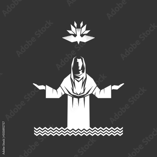 Christian illustration. Baptism of Jesus Christ.