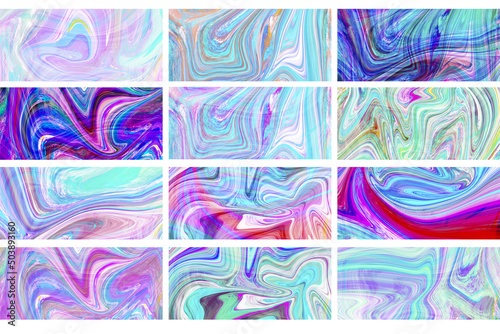 Sublimation Designs.Mug wrap 15 oz. Backgrounds, textures. Abstract colorful drawings for your mug design. Rectangular collection, set.