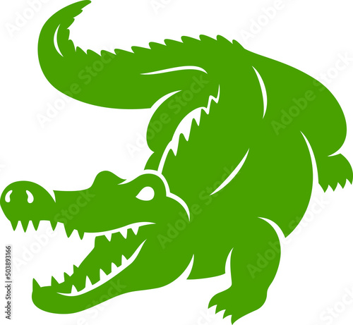 Tableau sur toile Simple Illustration of Green Alligator Opening its Mouth