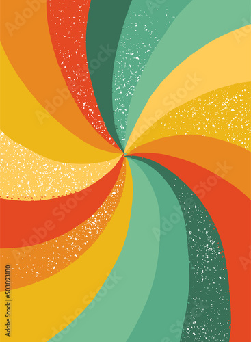 Vintage background, groovy retro print with textured stripes. Wallpaper, poster, print, template, card, etc. EPS 10