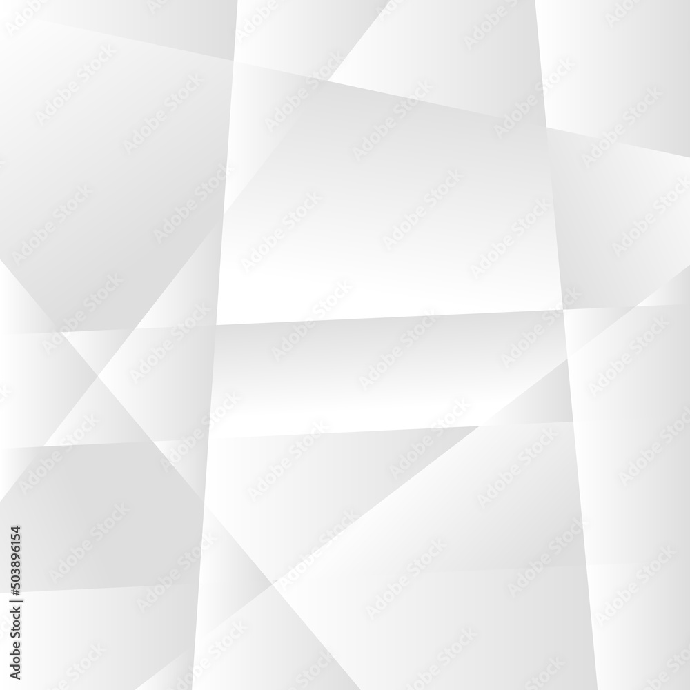 Fototapeta premium Abstract white and gray gradient background. Modern minimalist design. Vector illustration with simple shapes like circle, square, rectangle. Monochrome light 3d futuristic design