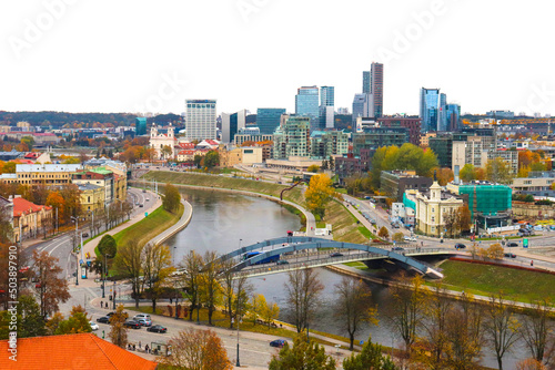 Vilnius panorama from Gediminas castle. Vilnius is known for its old town of beautiful architecture, declared a UNESCO World Heritage Site.
