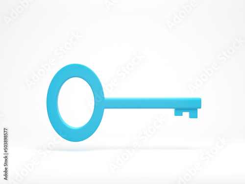 3d rendering, 3d illustration. Key icon isolated on white background. simple key design