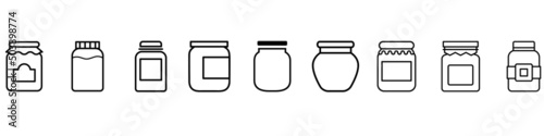 Canvas Print Glass jar icon vector set