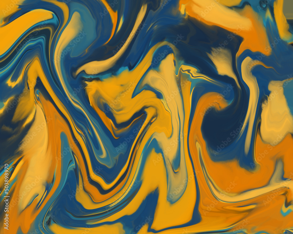 background with texture drawn with blue and orange paint, abstract texture drawn with oil