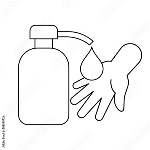 hand washing with sanitizer alcohol gel, hand wash outline, hand wash cartoon art line cute for coloring worksheet