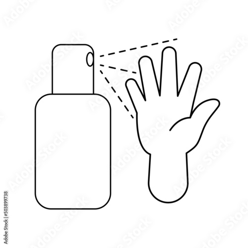 hand washing with sanitizer alcohol spray, hand wash outline, hand wash cartoon art line cute for coloring worksheet