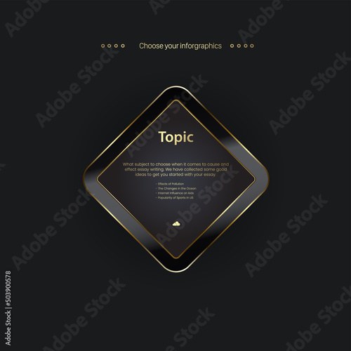 A Gold OPtion buttons template design for chart objest style and llevel illustration for business and finance template