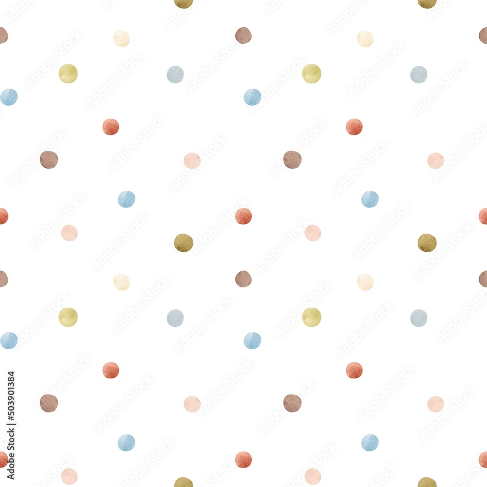 Beautiful seamless pattern with hand drawn watercolor dots.