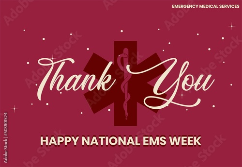 Happy National EMS week, Holiday concept. Template for background, banner, card, poster, t-shirt with text inscription