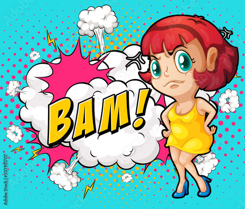 Abbreviation and facial expression retro comic banner design